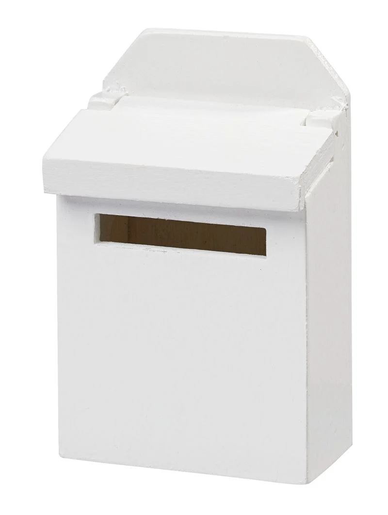 Miniatur Briefkasten Holz weiß 4,6x6,9cm – Wichtel Zubehör