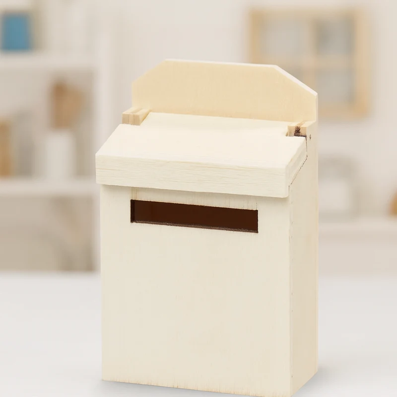Miniatur Briefkasten Holz natur 4,6x6,9cm – Wichtel Zubehör