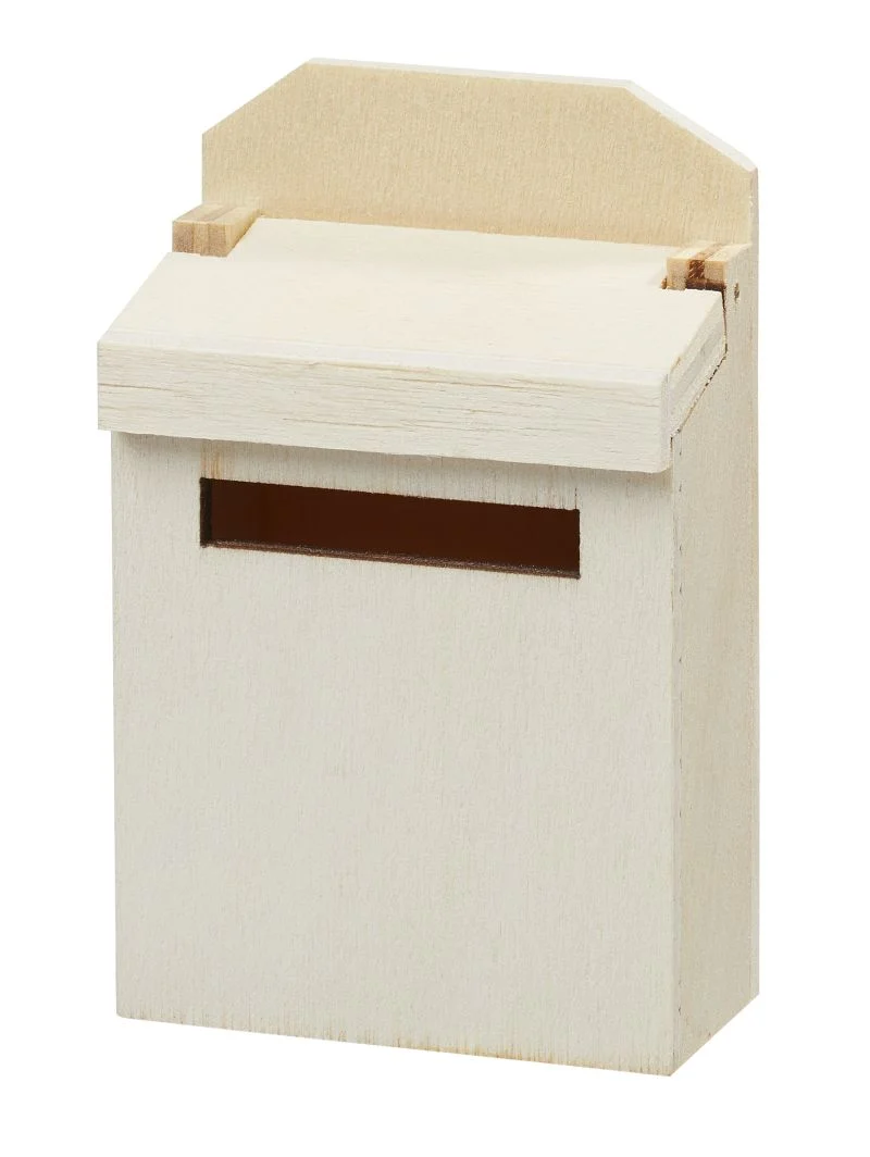 Miniatur Briefkasten Holz natur 4,6x6,9cm – Wichtel Zubehör