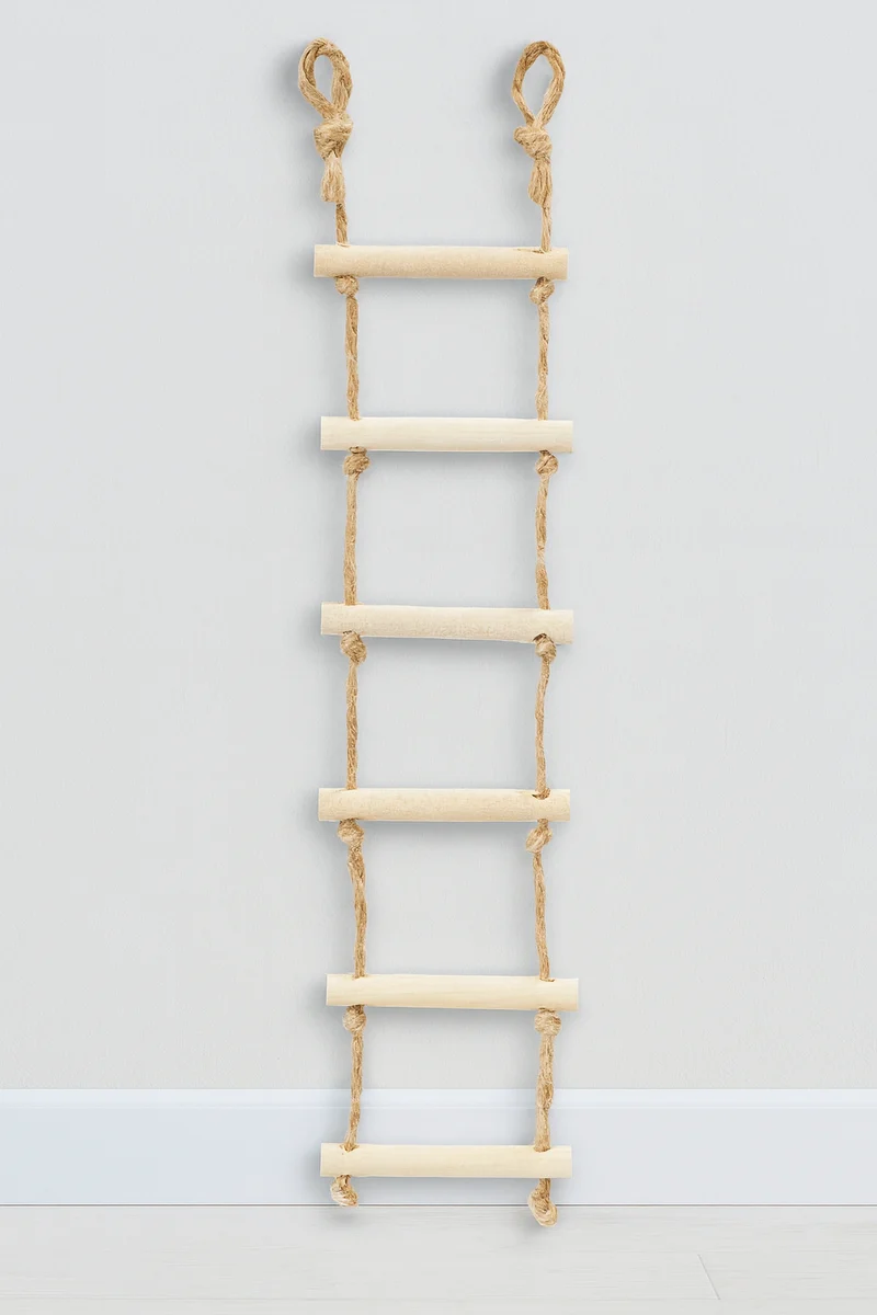 Miniatur Strickleiter Holz & Faden 15x4,5cm – Wichtel Zubehör