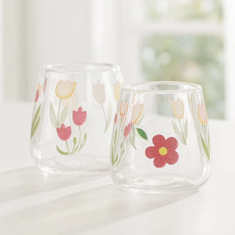 Miniatur Vasen 2-teilig mit Blumendekor – Wichtel Zubehör 1,6x1,6cm
