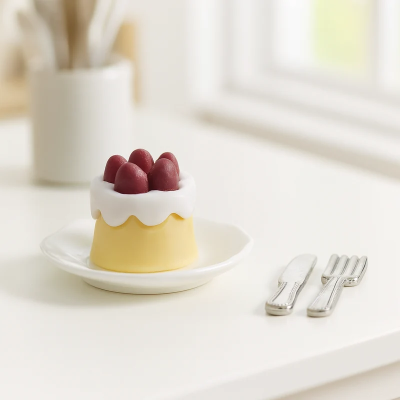Miniatur Kuchenteller 4-teilig – Wichtel Zubehör ca. 2,5cm