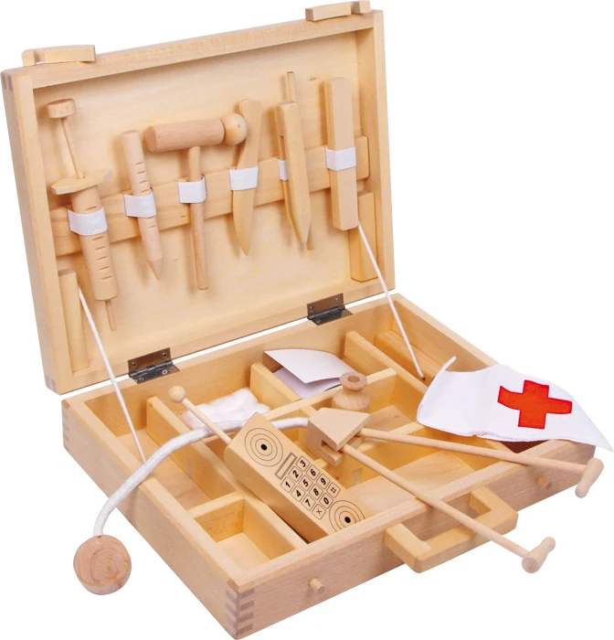 Arztkoffer „Natur“ aus Holz – klassisches Rollenspiel für kleine Mediziner