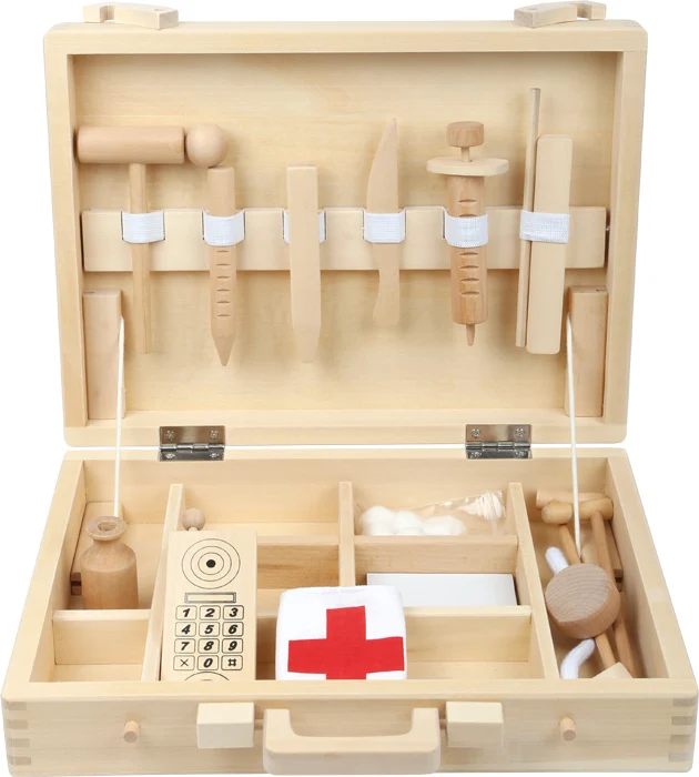 Arztkoffer „Natur“ aus Holz – klassisches Rollenspiel für kleine Mediziner
