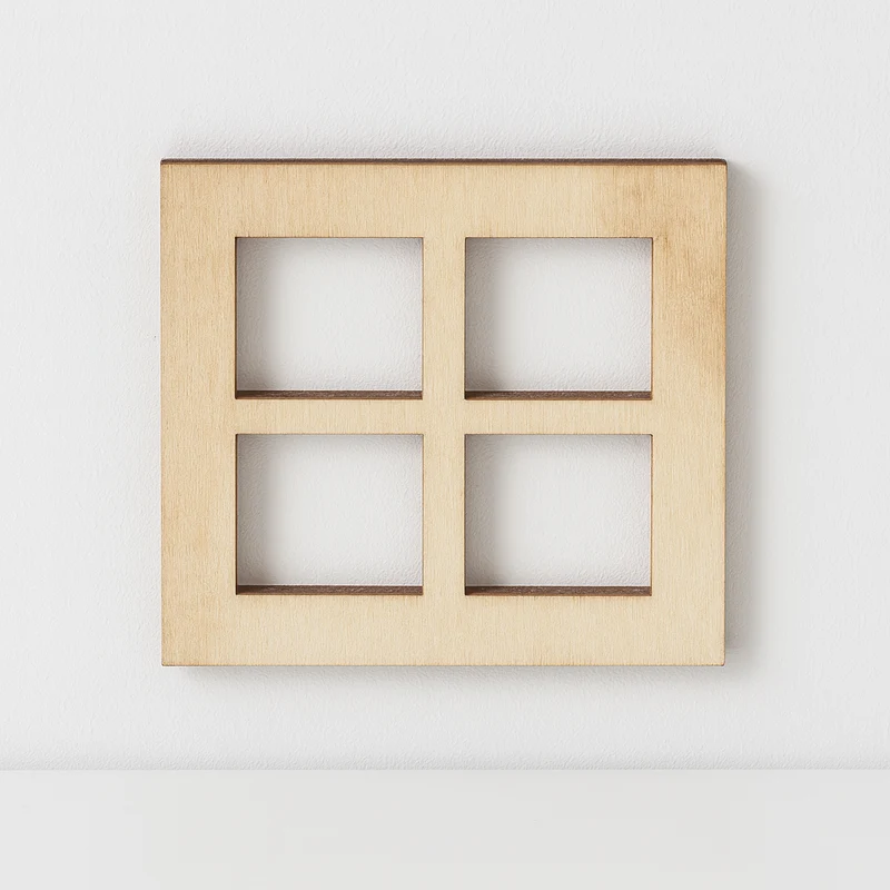 Miniatur Fenster 3er-Set Holz 7x7cm – Wichtel Zubehör