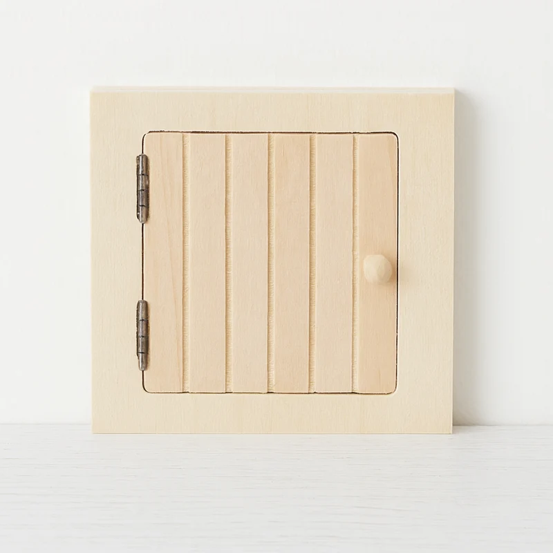 Miniatur Tür Holz zum Öffnen 10x10cm – Wichtel Zubehör