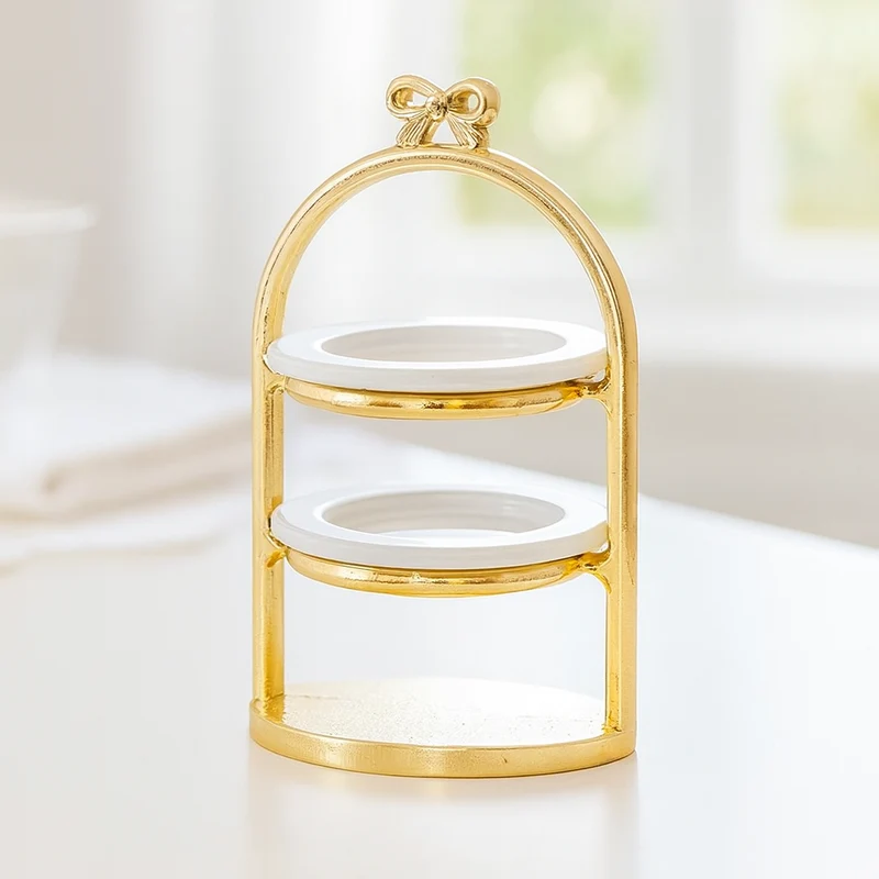 Miniatur Etagere goldfarben – Wichtel Zubehör 3x5cm