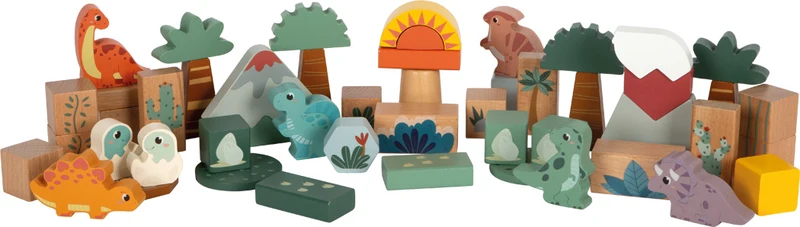Holzbausteine „Dino“ – 50-teiliges Steck- & Bauset aus Holz
