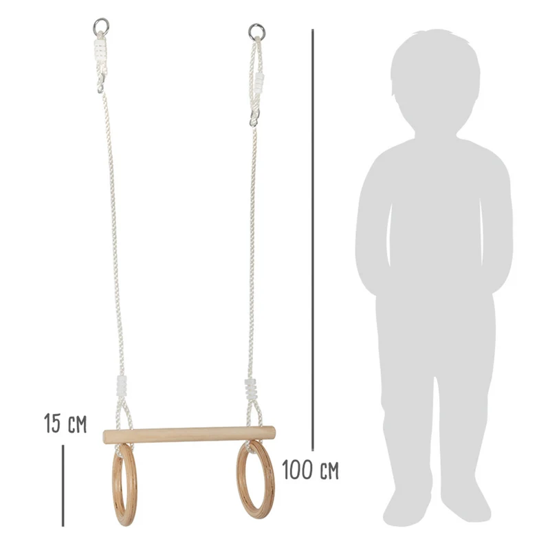 Small Foot 11909 Trapez mit Turnringen aus Holz