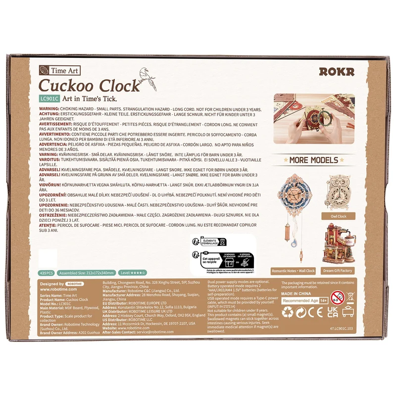 Robotime Cuckoo Clock (Naturfarbenes Holz) LC901