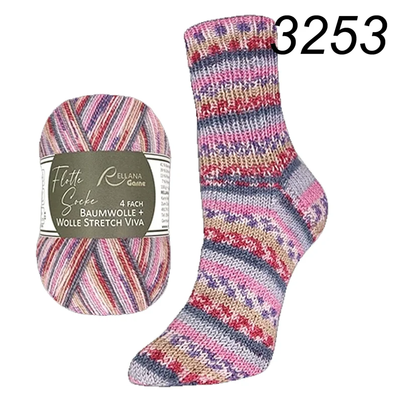 Flotte Socke Baumwolle + Wolle Stretch Viva 4f von Rellana