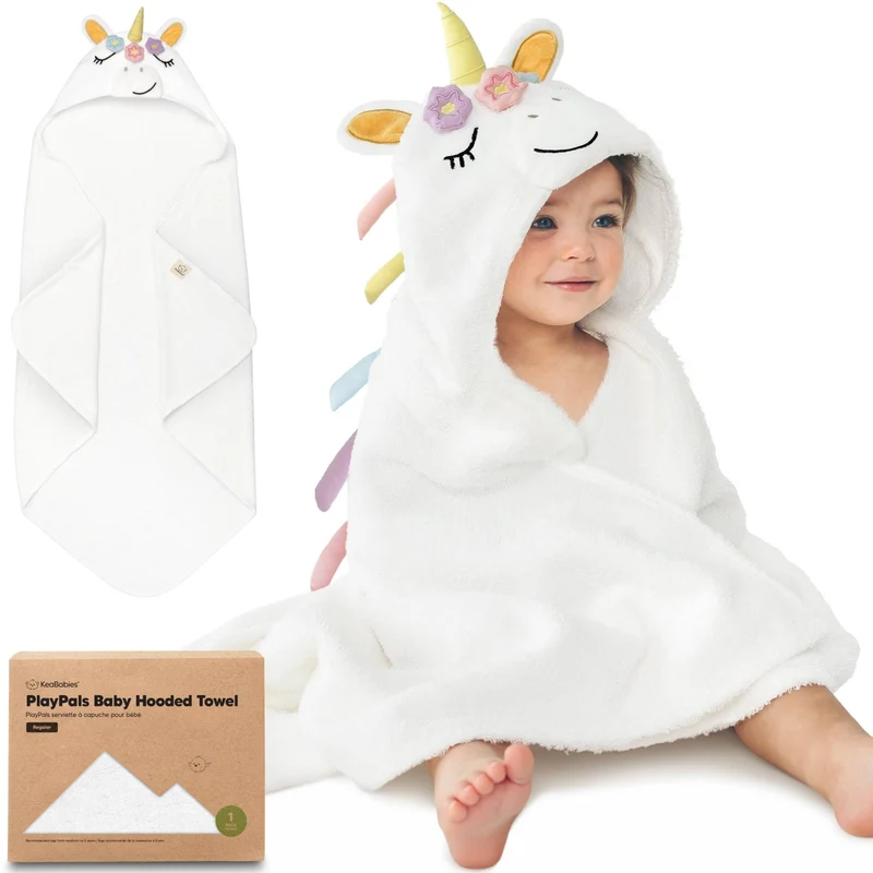 KeaBabies PlayPals Kapuzenhandtuch für Babys: Einhorn