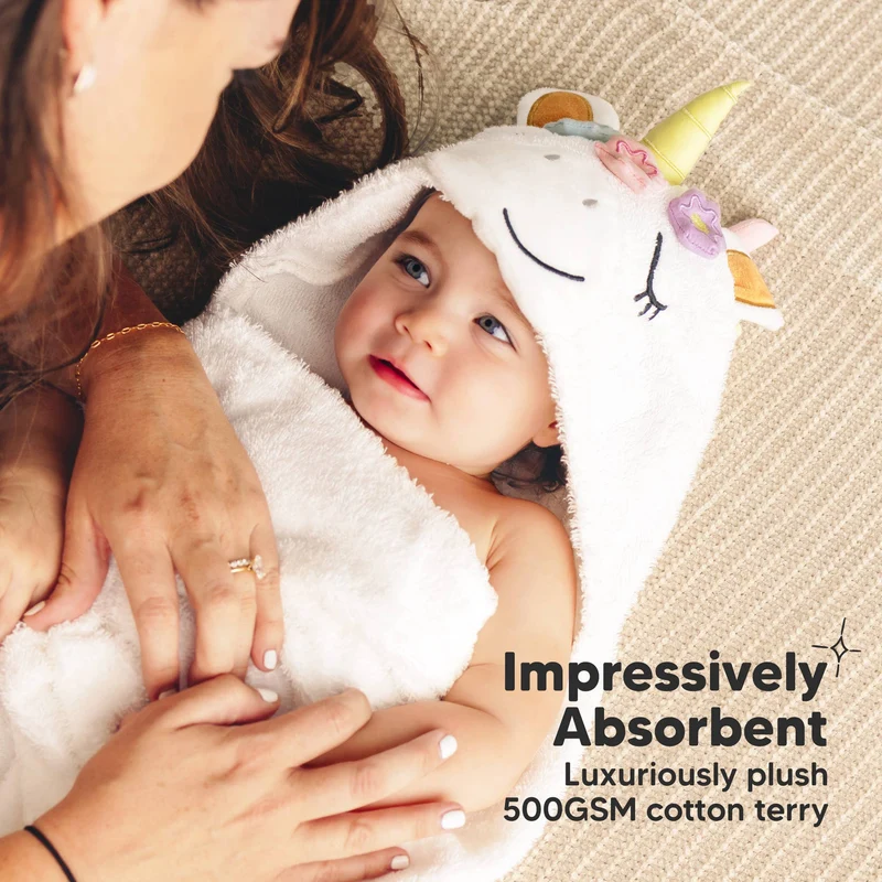 KeaBabies PlayPals Kapuzenhandtuch für Babys: Einhorn