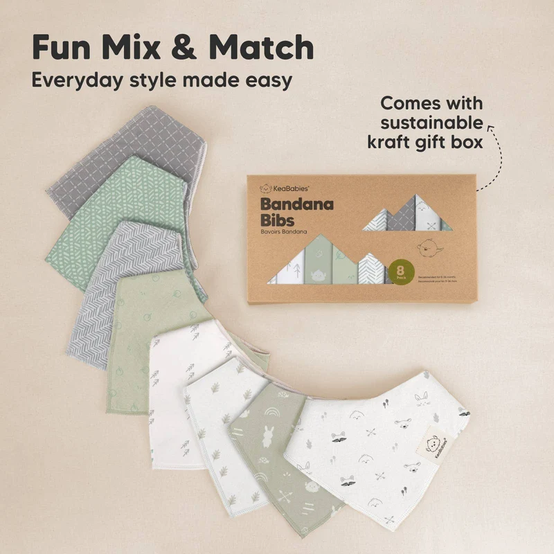 8er-Set Baby-Bandana-Lätzchen für Jungen und Mädchen: Nordisch