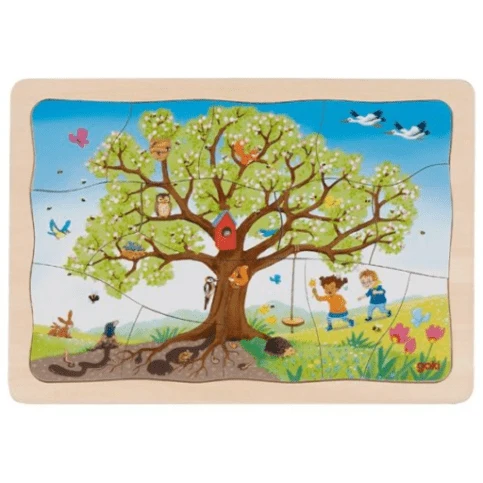 GoKi 57346 Schichtenpuzzle Mein Apfelbaum, 4 Schichten, 47-teilig