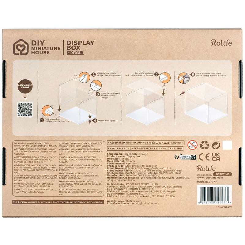 Robotime Dust Cover / Display Case (Innenmaße L:270mm*B:220mm*H:225mm) DF03L