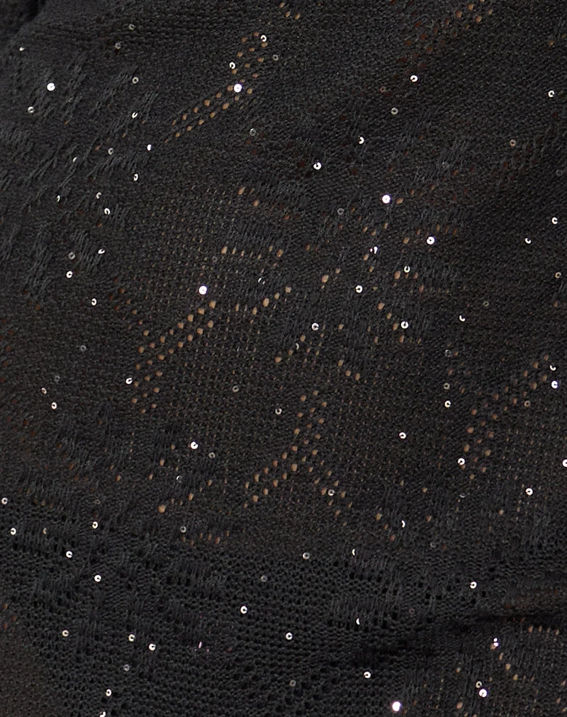 Mireva Minikleid aus Pailletten-Strick, schwarz