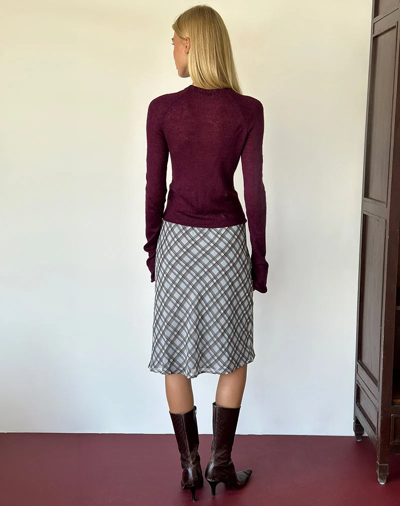 Azila Midirock aus Chiffon mit blau-braunem Karomuster