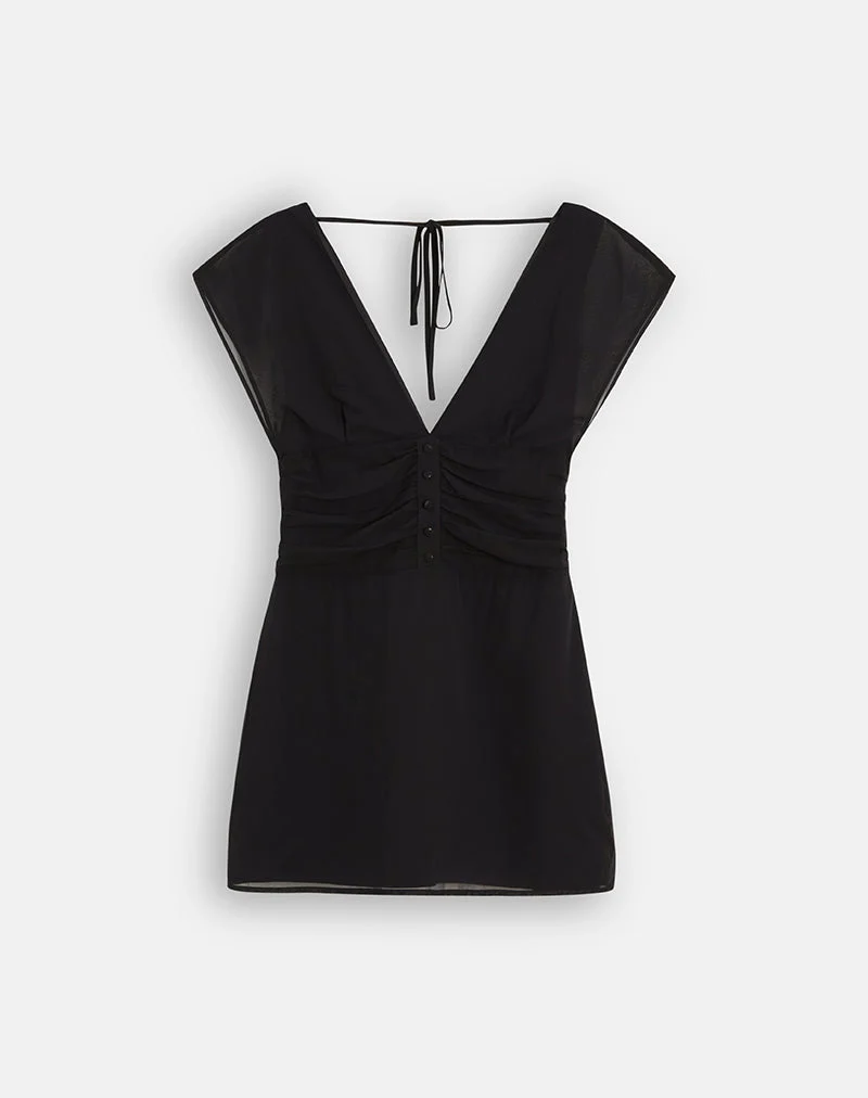 Ridisha Minikleid aus schwarzem Chiffon