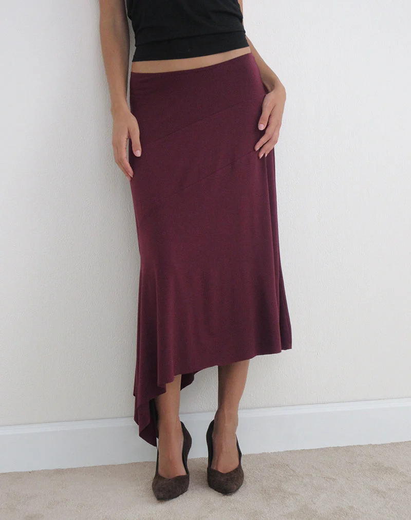 Temisi Midi-Rock aus Jersey in Dark Plum
