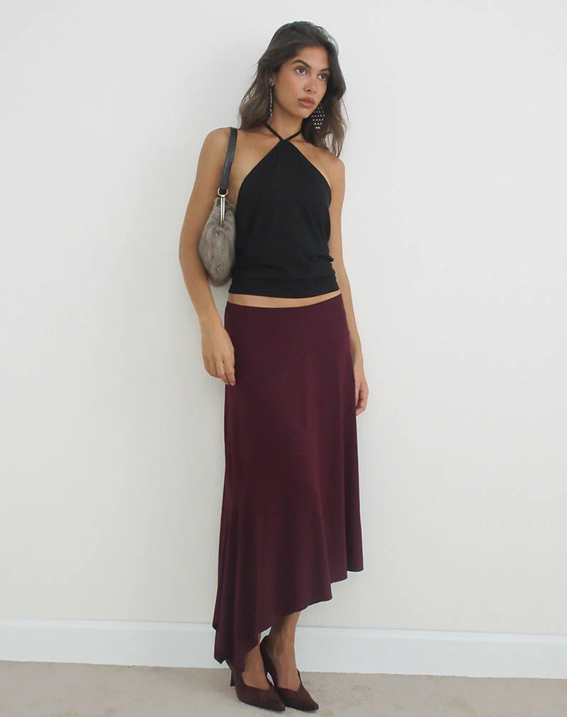 Temisi Midi-Rock aus Jersey in Dark Plum