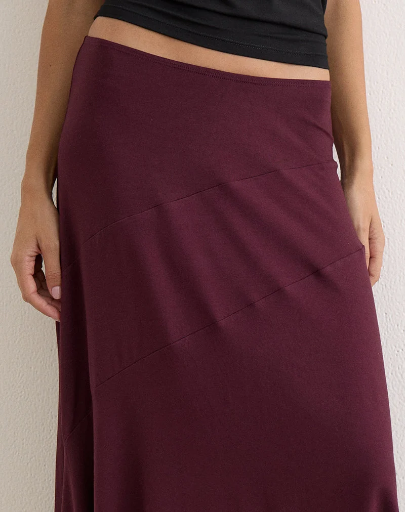 Temisi Midi-Rock aus Jersey in Dark Plum