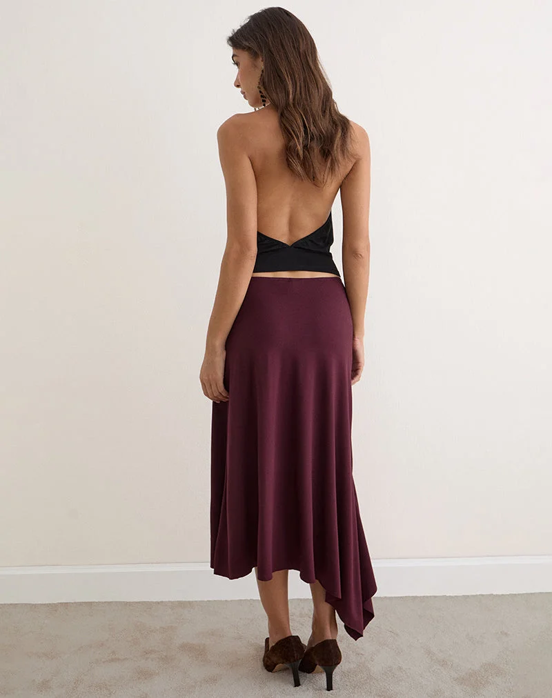 Temisi Midi-Rock aus Jersey in Dark Plum
