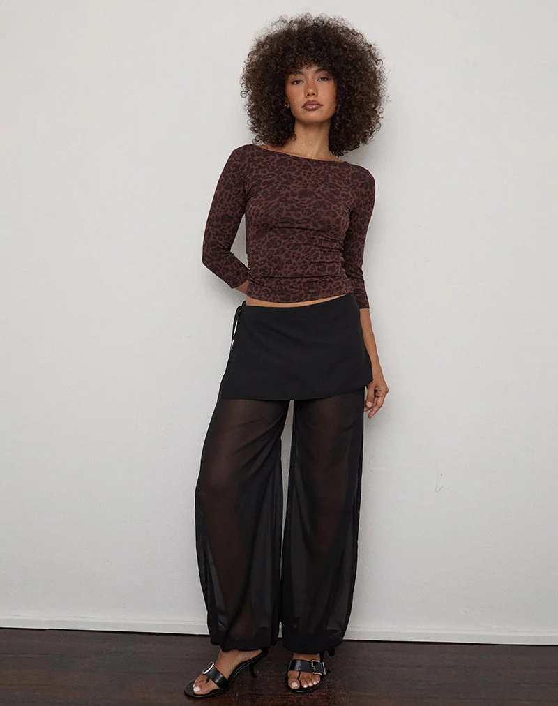 Suteman-Hose mit Rocküberzug aus schwarzem Chiffon