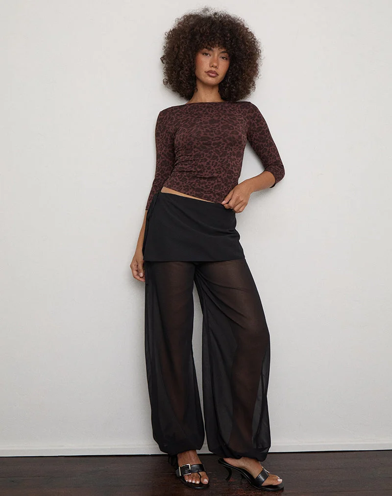 Suteman-Hose mit Rocküberzug aus schwarzem Chiffon