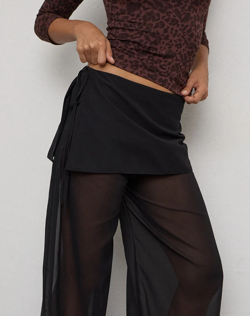 Suteman-Hose mit Rocküberzug aus schwarzem Chiffon