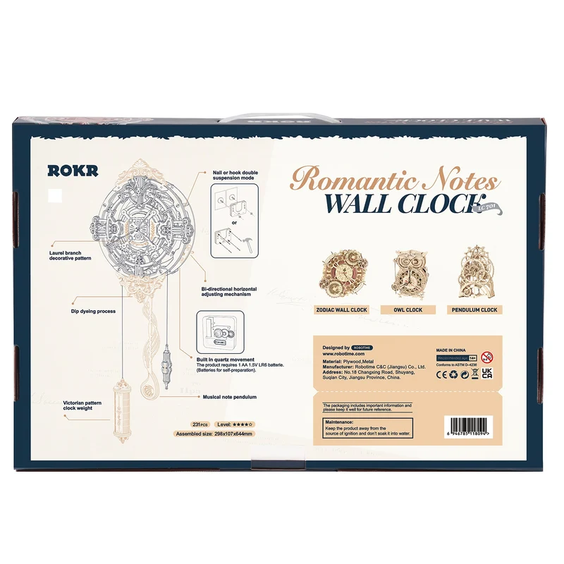Robotime Romantic Notes Wall Clock LC701