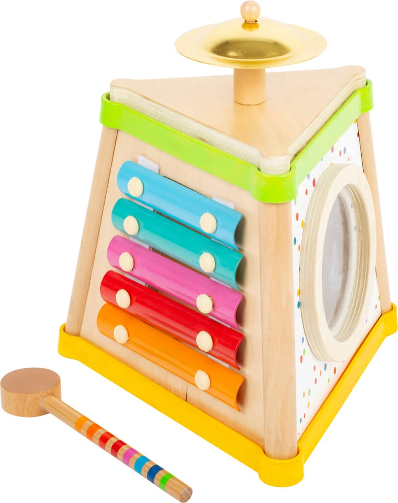 Musikdreieck mit Xylophon und Trommel, bunt