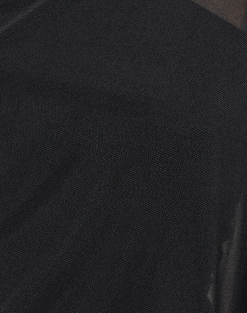 Asymmetrisches Oberteil „Siera“ mit Mesh-Einsatz aus Cupro in Schwarz