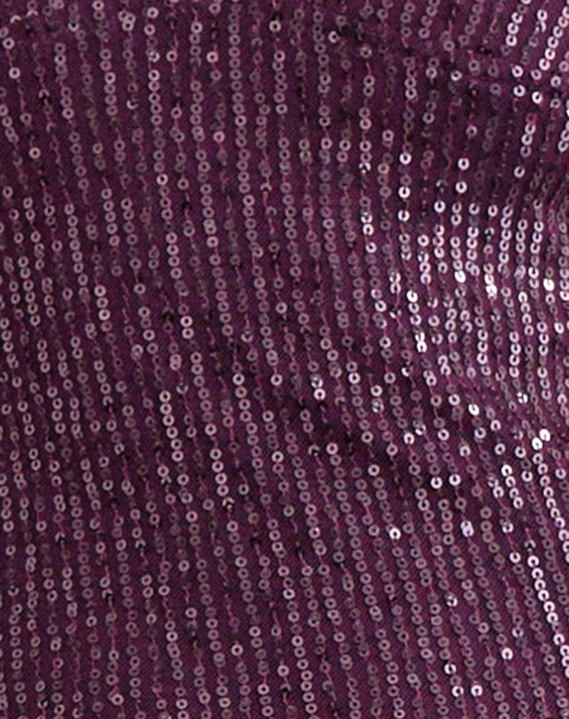 Quinn – asymmetrisches Midikleid in Pailletten-Deep-Purple