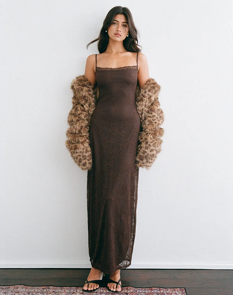 Maxikleid „Madrid“ aus Spitze in der Farbe „Chocolate“
