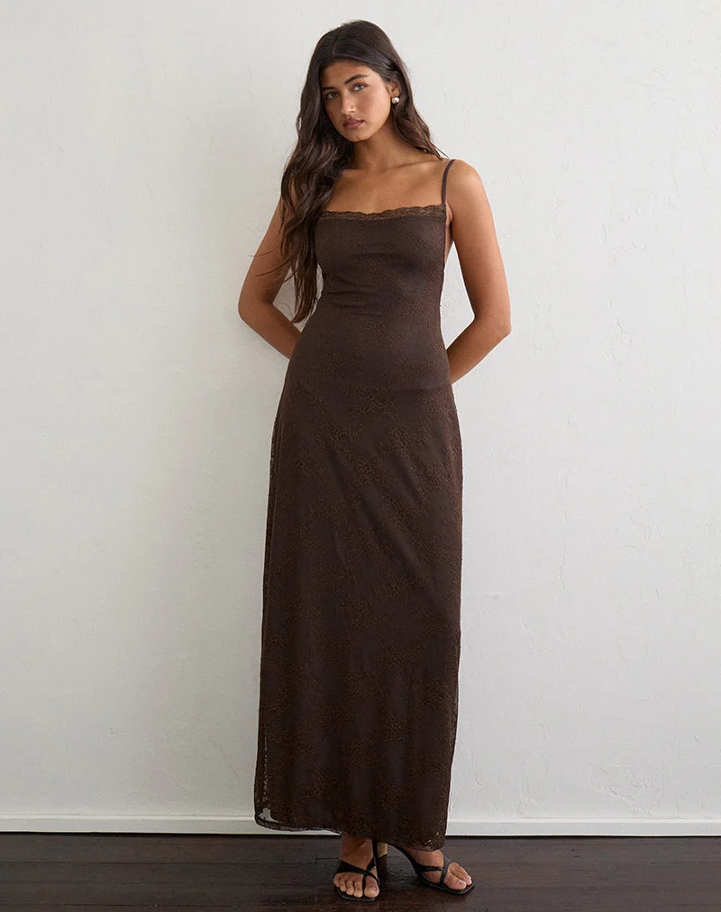 Maxikleid „Madrid“ aus Spitze in der Farbe „Chocolate“