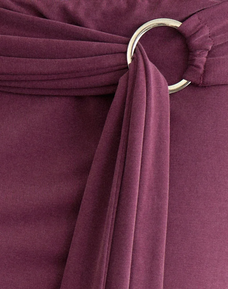 Niju Midi-Rock mit silbernem Ring aus Cupro in Deep Purple