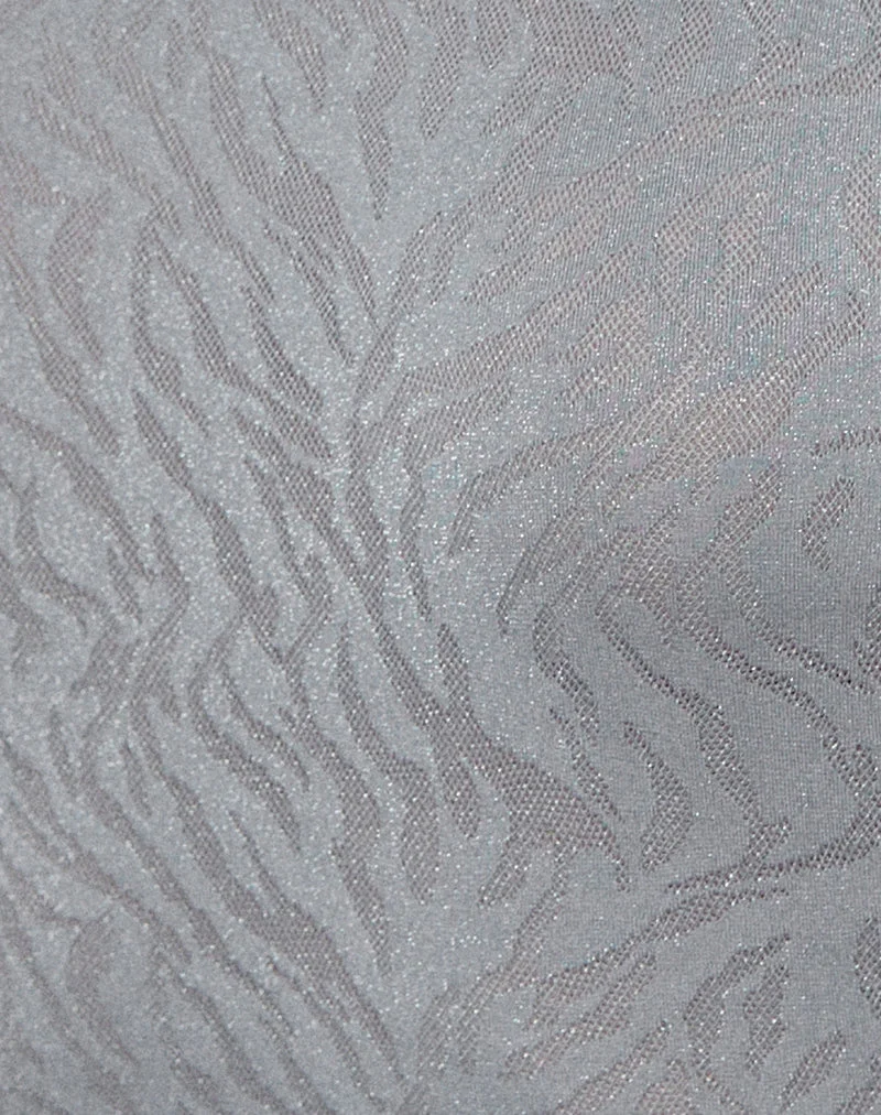 Morie Maxikleid aus Strick-Jacquard in Silber