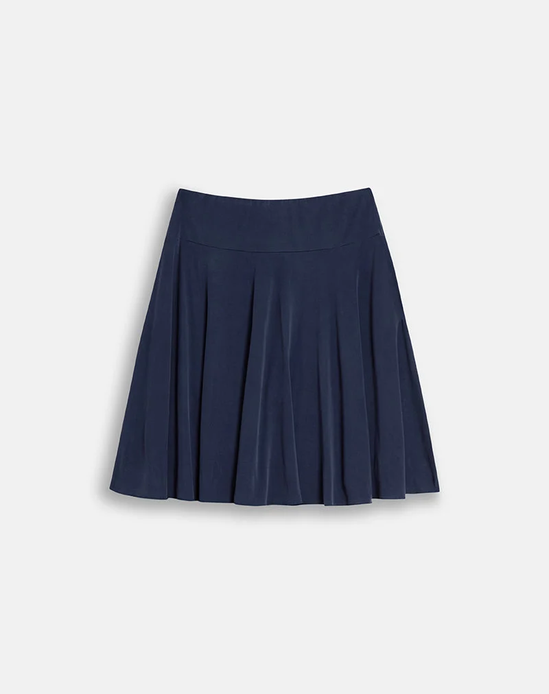 Esenia Midi-Rock aus Cupro in Marineblau