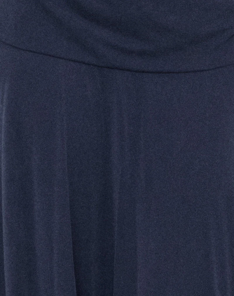 Esenia Midi-Rock aus Cupro in Marineblau
