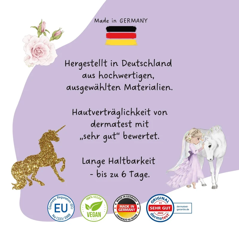 Papierdrachen Kindertattoo Metallic - Einhörner