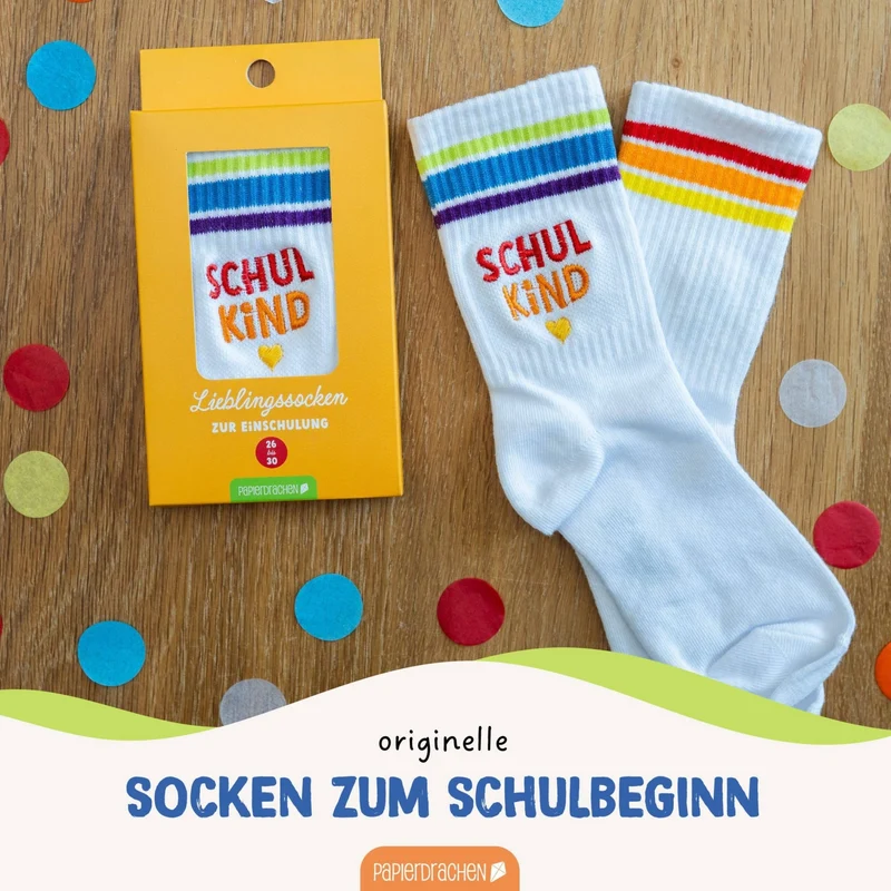 Socken Schulanfang - bunt - Endlich bin ich ein Schulkind