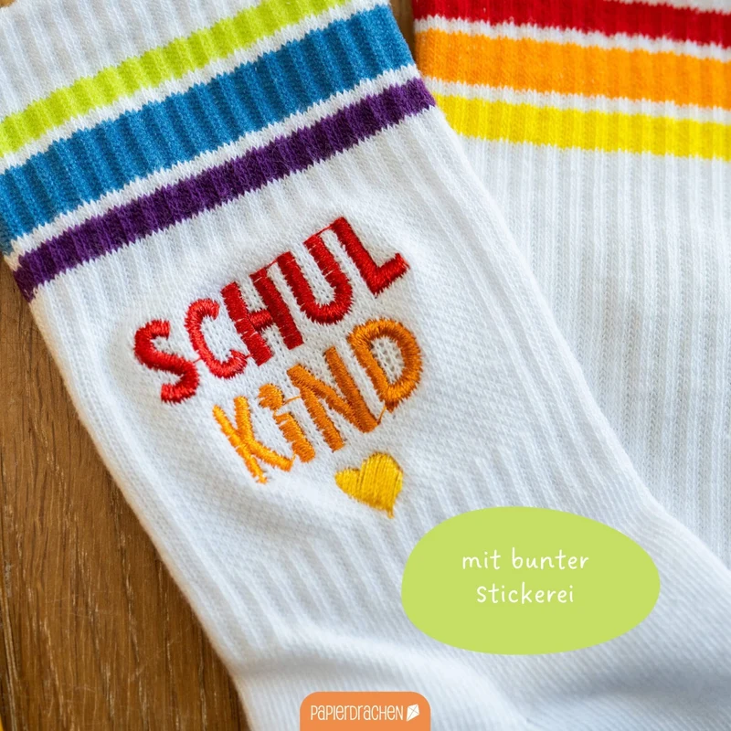 Socken Schulanfang - bunt - Endlich bin ich ein Schulkind