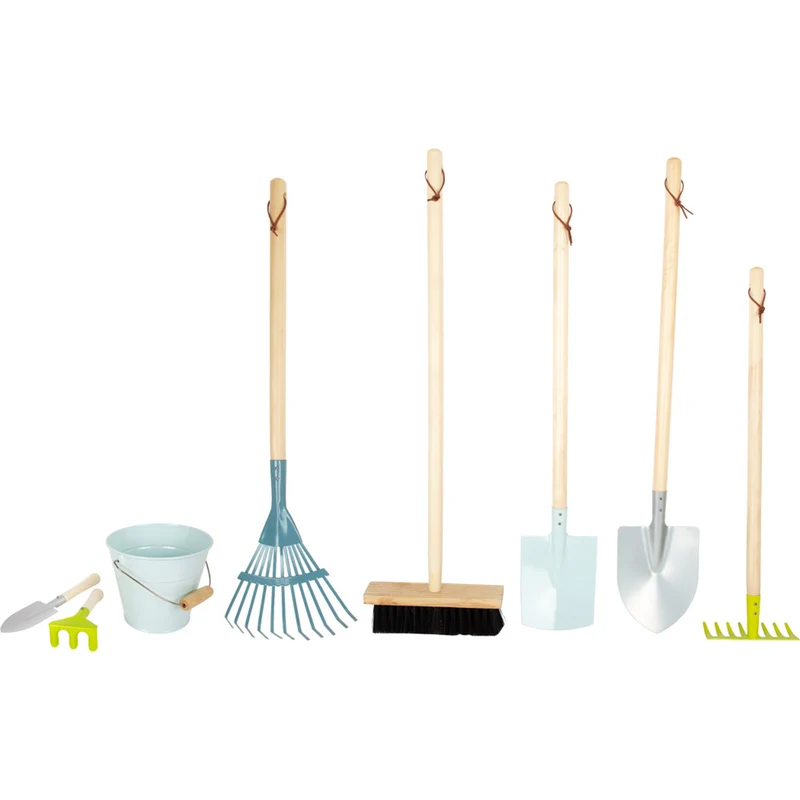 Großes Gartenwerkzeug-Set - Schaufel, Rechen, Eimer