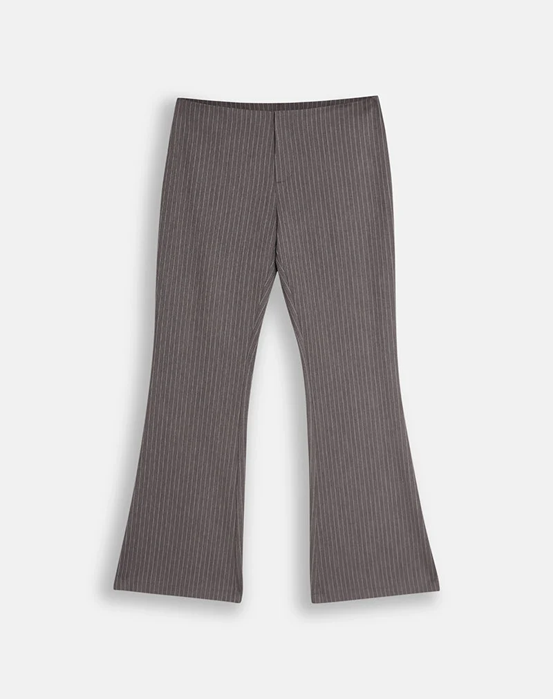 Yaswa-Hose aus maßgeschneidertem Nadelstreifenstoff in Grau und Braun