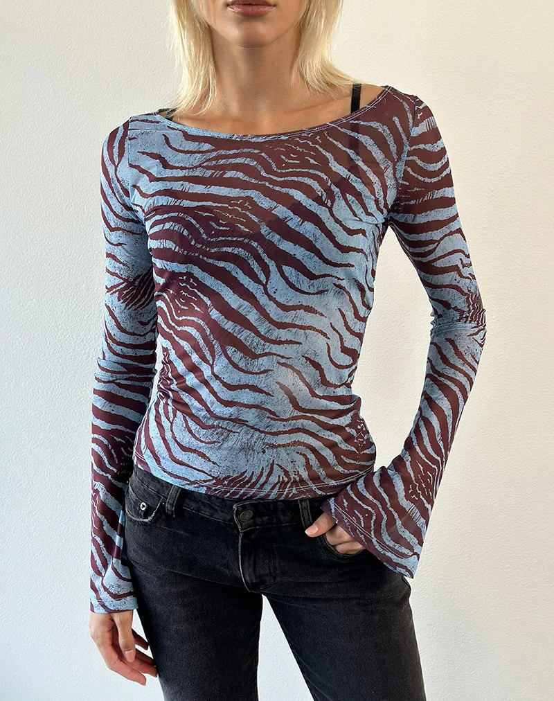 Tineko Langarm-Oberteil in „Wild Animal Blue“