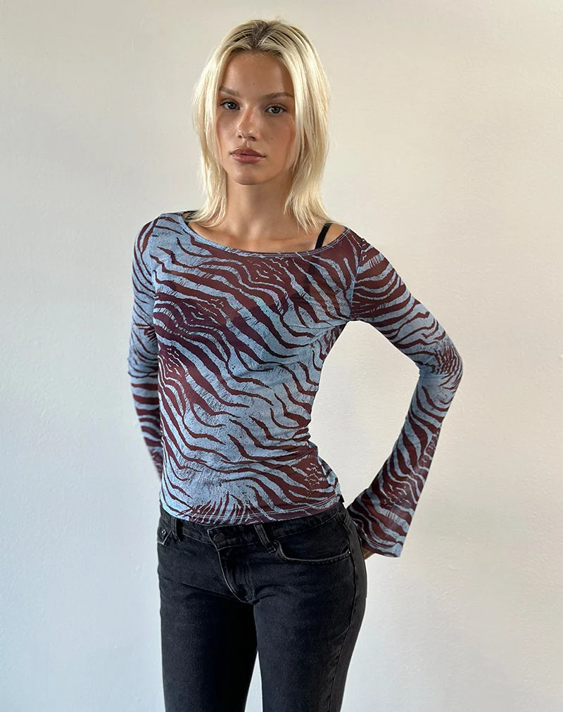 Tineko Langarm-Oberteil in „Wild Animal Blue“
