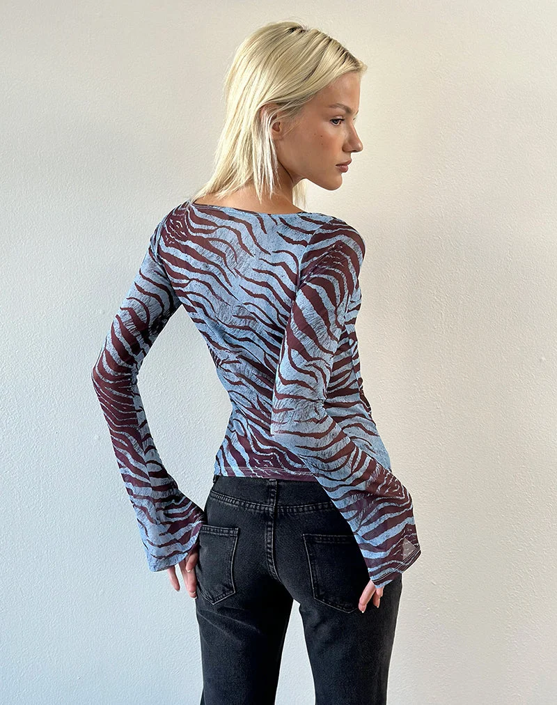 Tineko Langarm-Oberteil in „Wild Animal Blue“