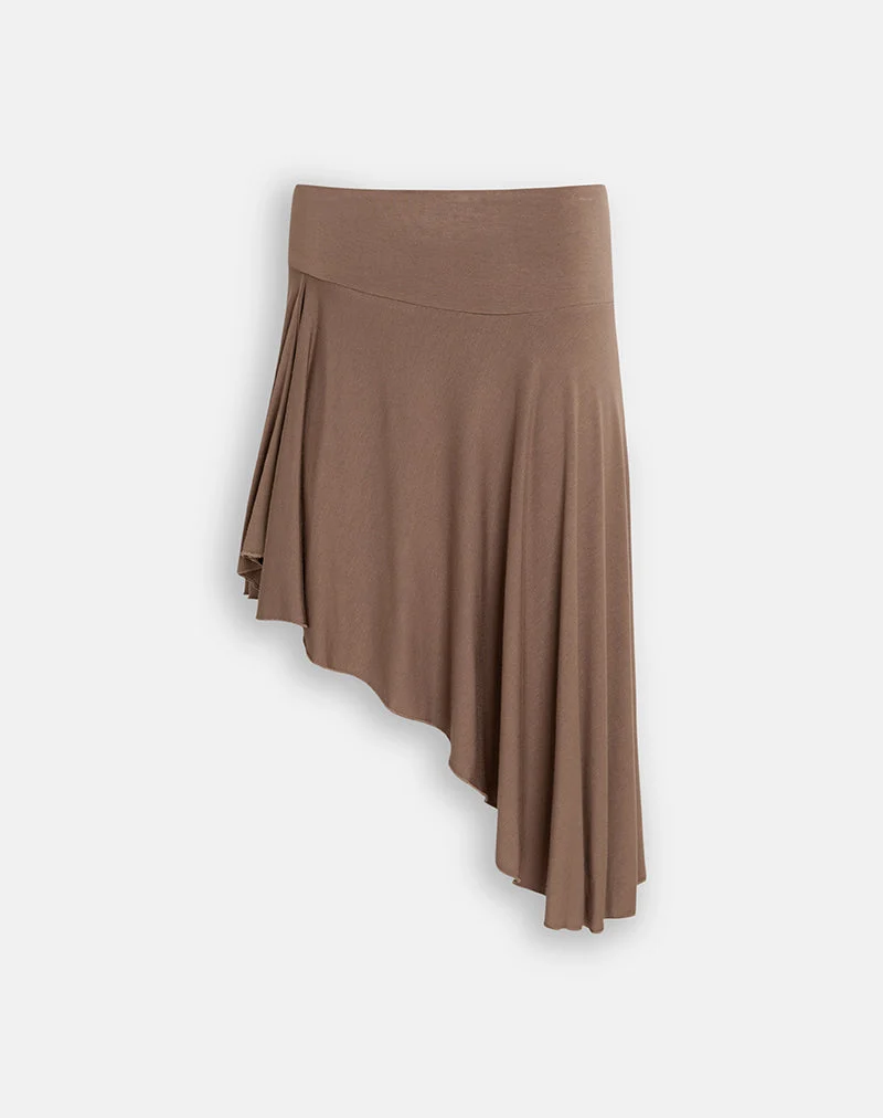 Rock „Everlyn“ aus transparentem Jersey in Braun