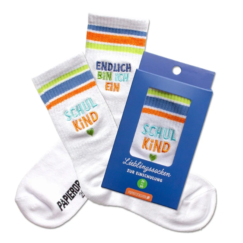 Schulanfang Socken - blau - Endlich bin ich ein Schulkind